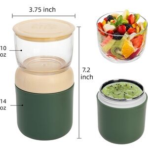 Insulated Container, On the Go Cup, 2-in-1 Food Storage Jar with Lid & Spoon